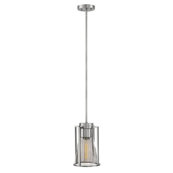 Refinery Brushed Nickel Mini Pendant with Smoked Glass, image 2