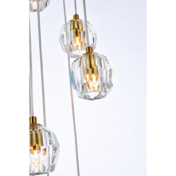 Eren Gold 15-Inch 18-Light Pendant with Royal Cut Clear Crystal, image 4