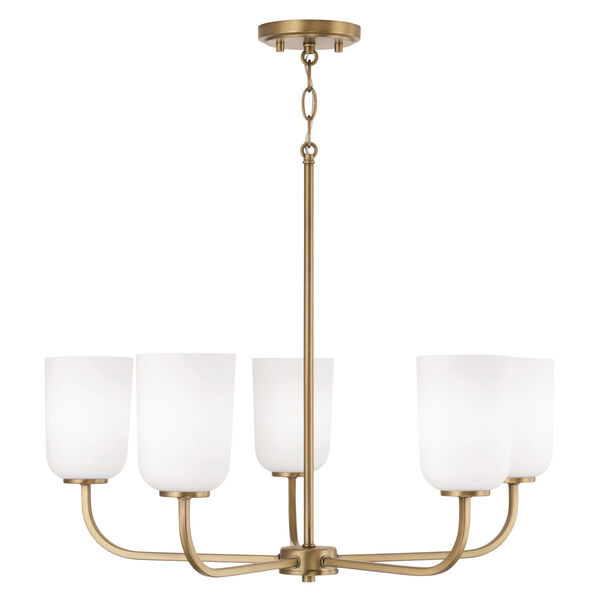 Lawson Aged Brass Five-Light Chandelier with Soft White Glass, image 2