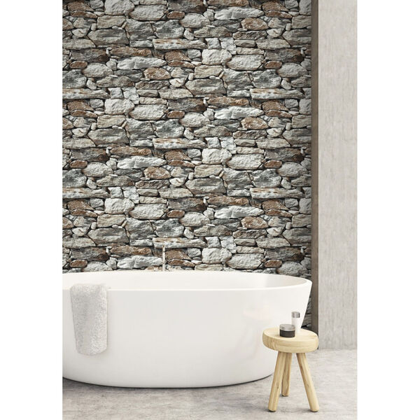 NextWall Stone Wall Peel and Stick Wallpaper, image 1