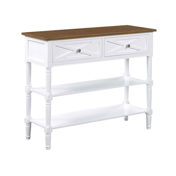 Country Oxford Driftwood and White 30-Inch Two Drawer Console Table, image 1