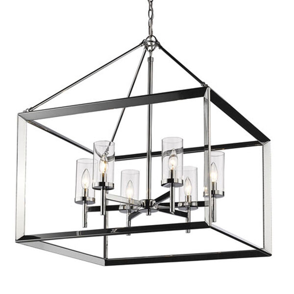 Linden Chrome Six-Light Chandelier with Clear Glass, image 3