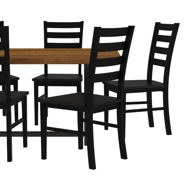 Parker Rustic Oak and Black Dining Table and 6 Chairs, 7-Piece, image 4