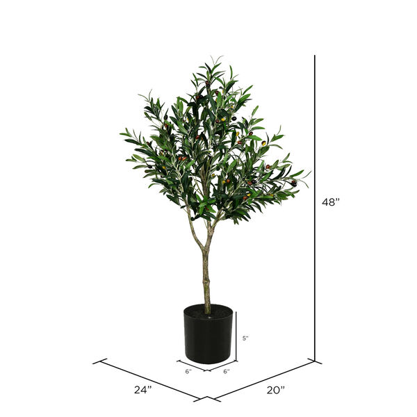 Green 48-Inch Olive Tree with Black Pot, image 2