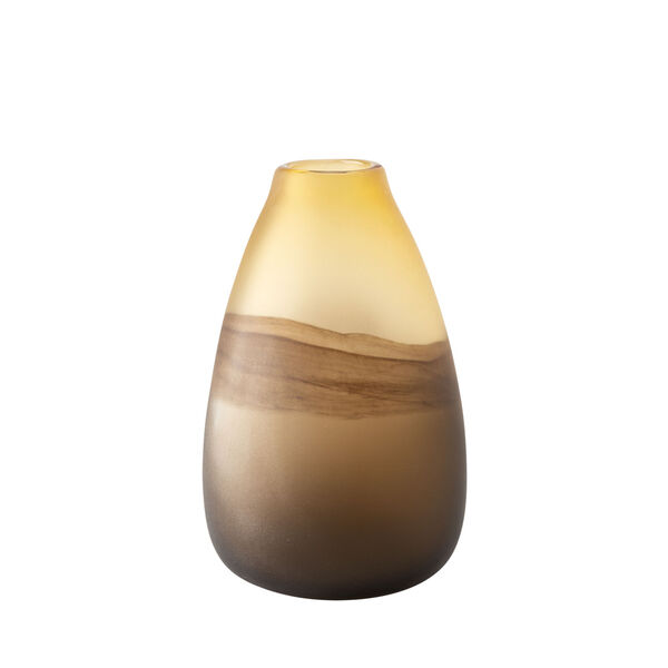 Pyla Yellow and Brown 11-Inch Glass Sand Vase, image 1