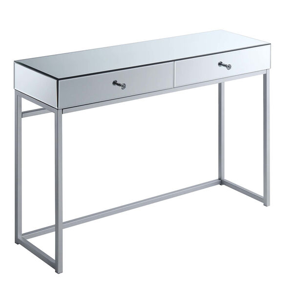 Reflections Silver MDF Console Table with Mirror Top, image 1