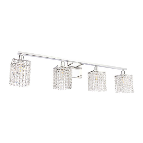 Phineas Chrome Four-Light Bath Vanity with Clear Crystals, image 5
