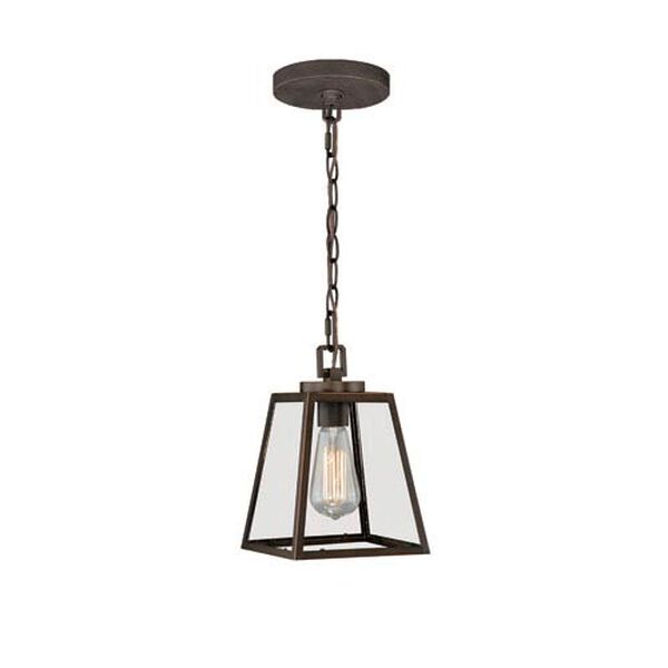 Burnished Bronze 7-Inch Wide One-Light Mini Pendant with Clear Glass, image 1
