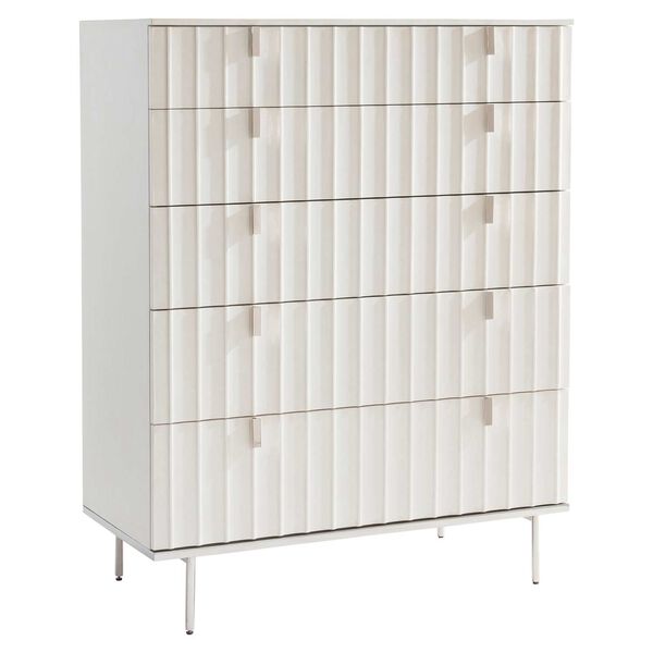Modulum White and Stainless Steel Tall Drawer Chest, image 2