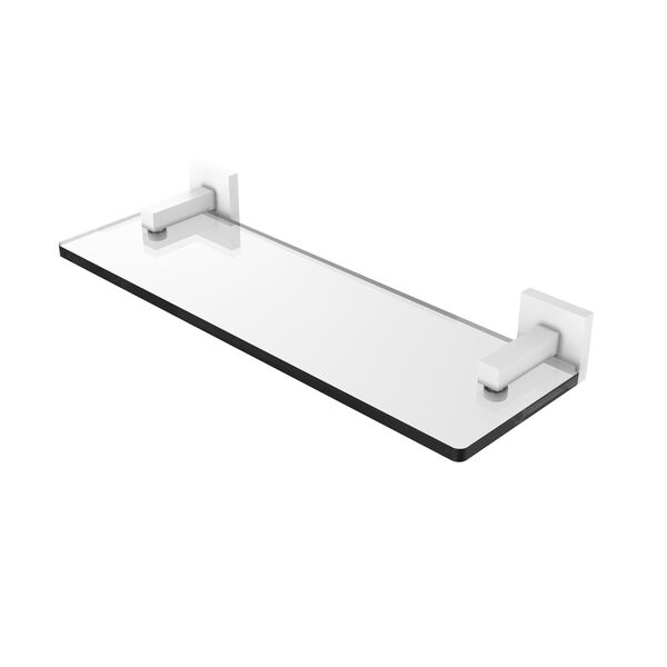 Montero Matte White 16-Inch Glass Vanity Shelf with Beveled Edges, image 1
