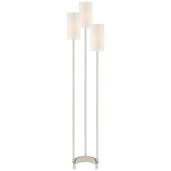 Aimee Floor Lamp in Polished Nickel with Linen Shades by Suzanne Kasler, image 1