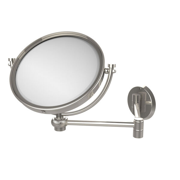 8 Inch Wall Mounted Extending Make-Up Mirror 2X Magnification with Twist Accent, Polished Nickel, image 1