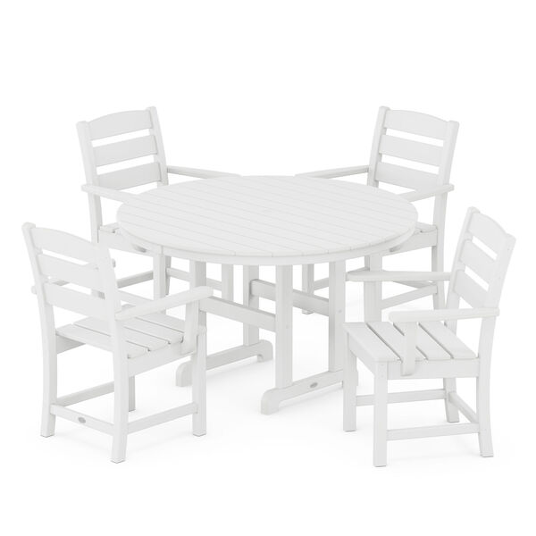 Lakeside White Round Arm Chair Dining Set, 5-Piece, image 1