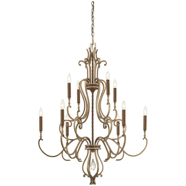 Magnolia Manor Pale Gold and Distressed Bronze 10-Light Chandelier, image 1