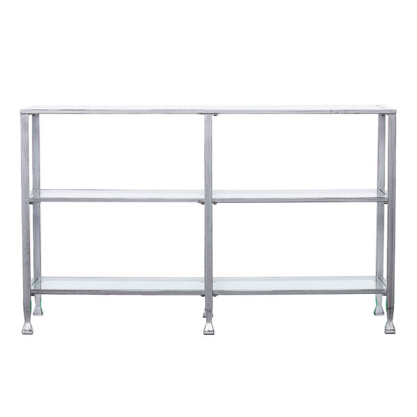 Jaymes Silver Metal and Glass 3-Tier Console Table, image 4