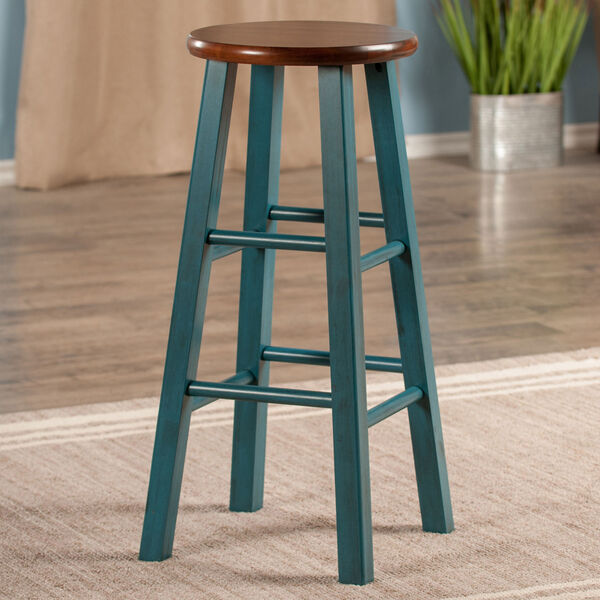 Ivy Rustic Teal and Walnut Bar Stool, image 5