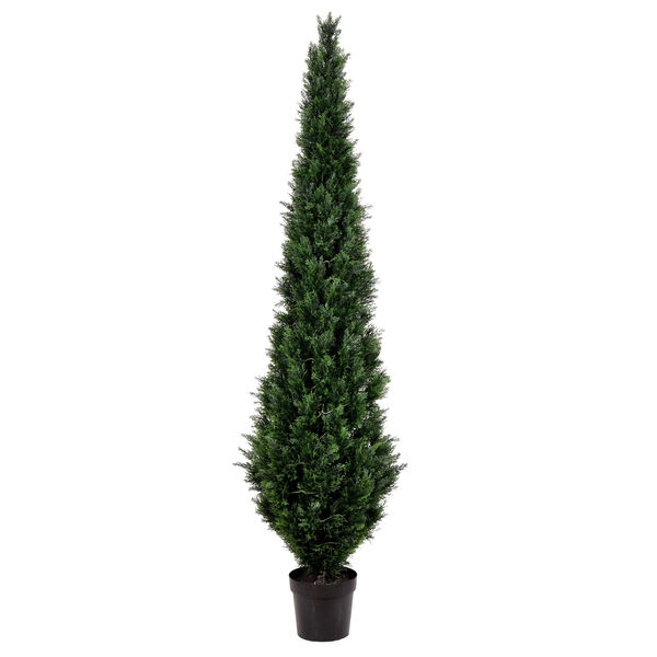 Green 96-Inch Cedar Tree In Black Pot, image 1