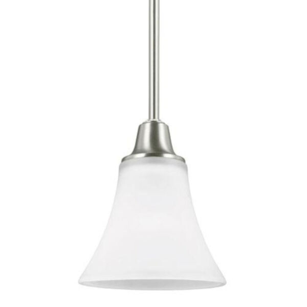 Charles Brushed Nickel One-Light Mini Pendant with Satin Etched Glass, image 1