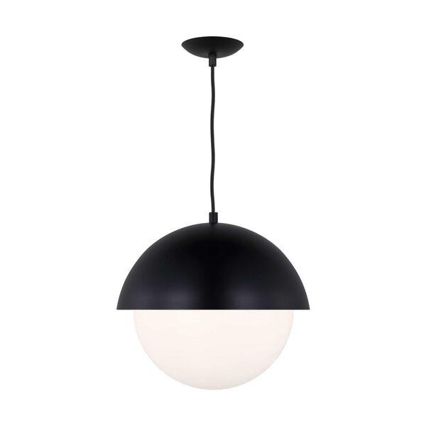 Hyde Midnight Black One-Light Large Pendant with Opal Glass Shade by Drew and Jonathan, image 1