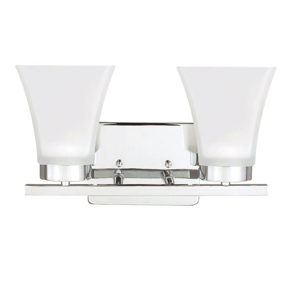 Bayfield Chrome Two-Light  Wall Sconce with Satin Etched Glass, image 1