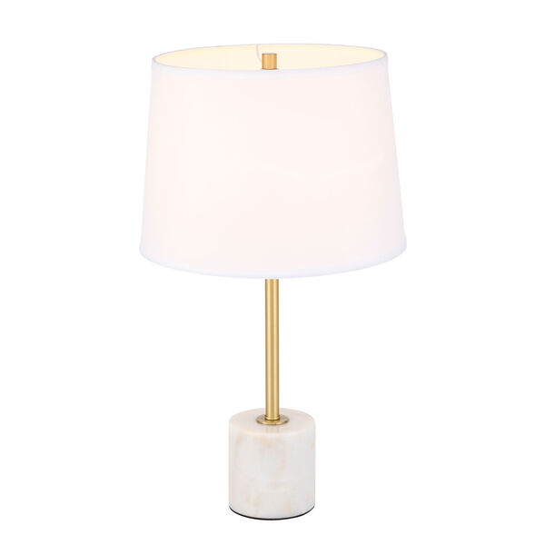 Kira Brushed Brass and White 14-Inch One-Light Table Lamp, image 4