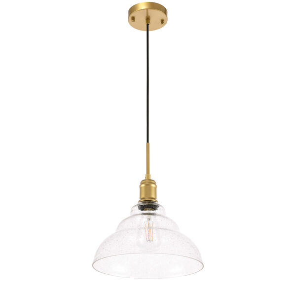 Gil Brass 11-Inch One-Light Pendant with Clear Seeded Glass, image 5