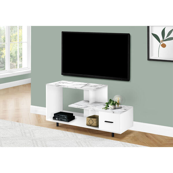 White Marble and Black Art Deco TV Stand, image 2