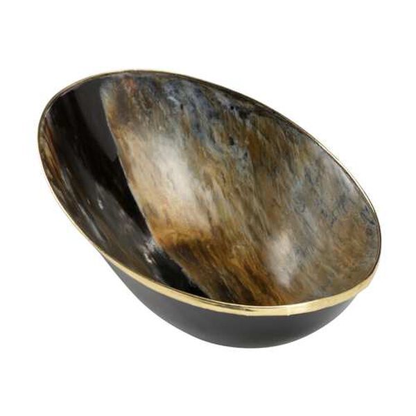 Bovidae Natural and Antique Brass Large Oval Bowl, image 1