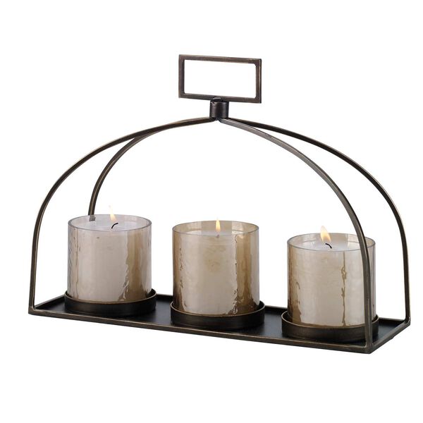 Riad Dark Bronze and Gold Triple Candleholder, image 4