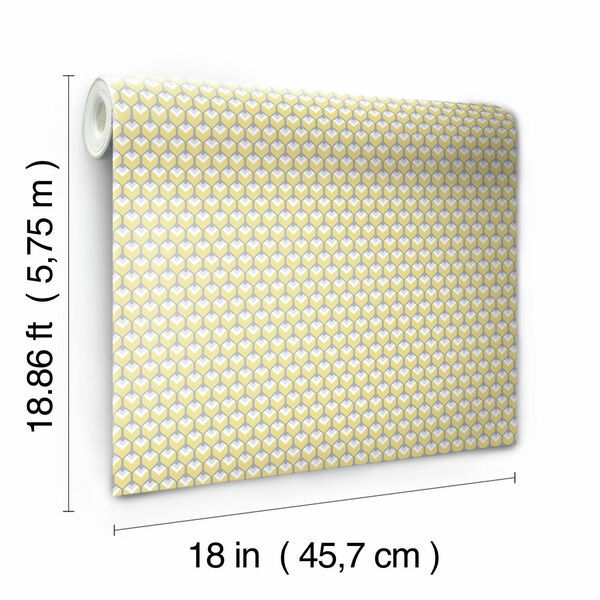 Yellow 3D Petite Hexagons Peel and Stick Wallpaper, image 6