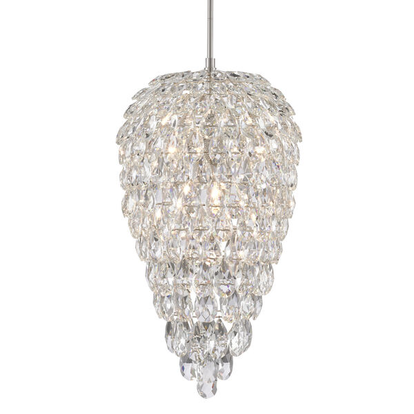 Aisling Clear Polished Nickel Seven-Light Crystal Pendant, image 1