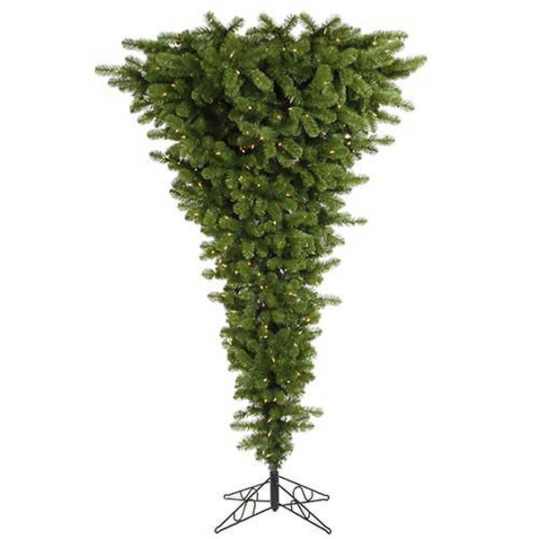 Green Upside Down 5.5 Foot x 38-Inch Unique Tree with 250 Warm White LED Lights, image 1