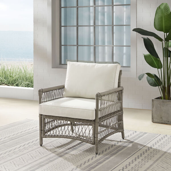 Thatcher Creme and Driftwood Outdoor Wicker Armchair, image 2