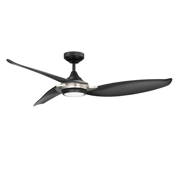 Virtua Black and Satin Nickel LED Ceiling Fan with Black Blades, image 1