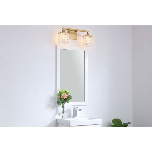 Phineas Brass Two-Light Bath Vanity with Clear Crystals, image 2