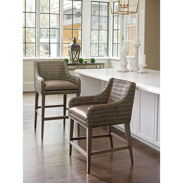 Cypress Point Smoke Gray and Brown Turner Woven Counter Stool, image 2