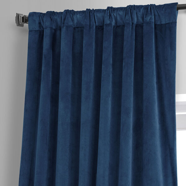 Signature Dreamland Blue Plush Velvet Hotel Blackout Single Panel Curtain, image 3