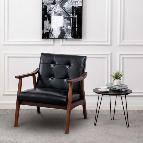 Take a Seat Natalie Black Faux Leather Espresso Accent Chair, image 2