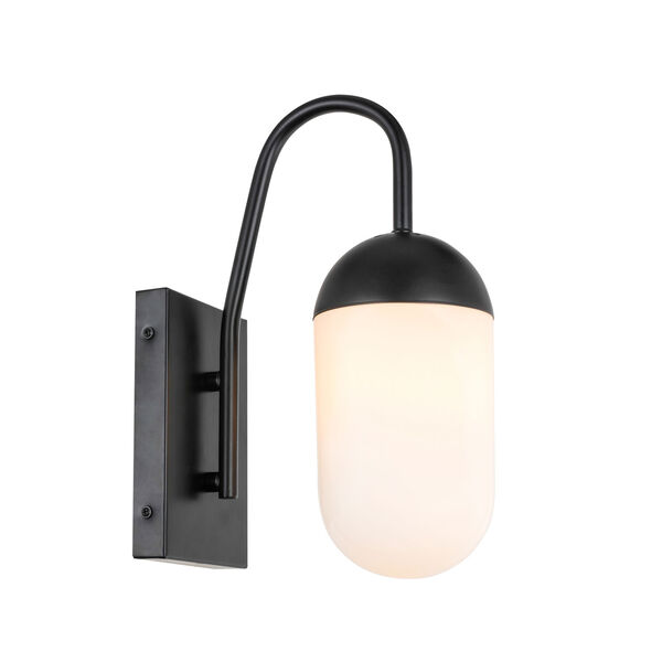 Kace Black One-Light Wall Sconce with Frosted White Glass, image 4