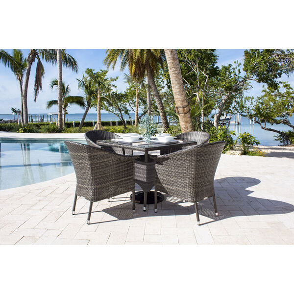 Ultra Canvas Brick Five-Piece Woven Armchair Dining Set with Cushions, image 3