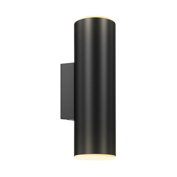 Black LED Outdoor Round Cylinder Wall Sconce, image 2