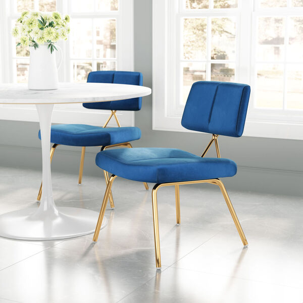 Nicole Blue and Gold Dining Chair, Set of Two, image 2
