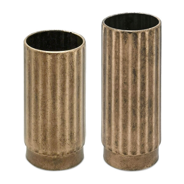 Copper Metal Vases, Set of Two, image 1