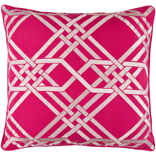 Pagoda Ivory and Hot Pink 18-Inch Pillow with Poly Fill, image 1