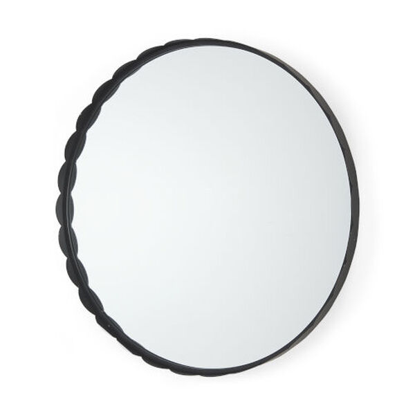 Adelaide Black 30-Inch x 30-Inch Scallop Edge Round Mirror, image 1