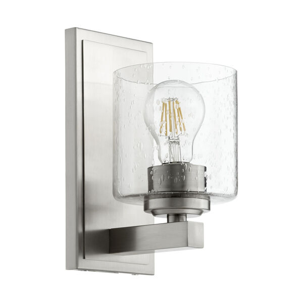 Satin Nickel and Clear Seeded One-Light Bath Vanity, image 1