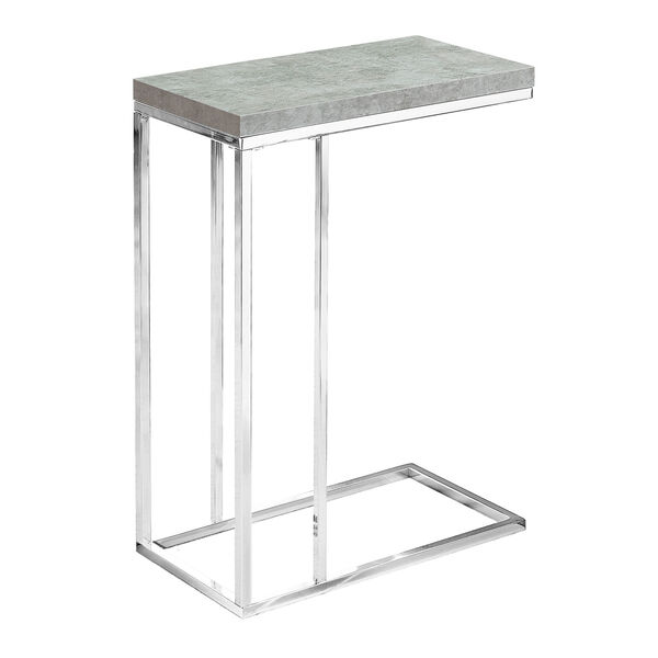Accent Table - Grey Cement with Chrome Metal, image 2