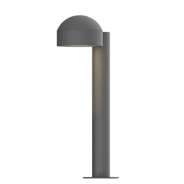 Inside-Out REALS Textured Gray 16-Inch LED Bollard with Plate Lens and Dome Cap with Frosted White Lens, image 1