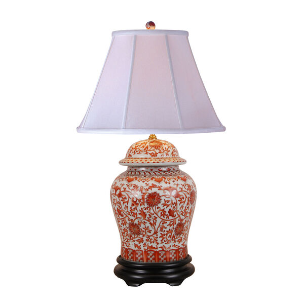 Orange Floral Jar Table Lamp, image 1
