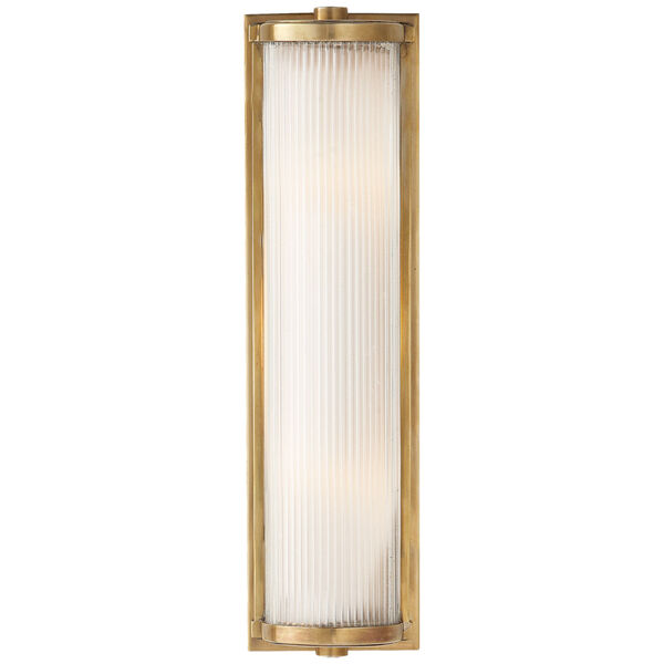 Dresser Long Glass Rod Light in Hand-Rubbed Antique Brass with Frosted Glass Liner by Thomas O'Brien, image 1